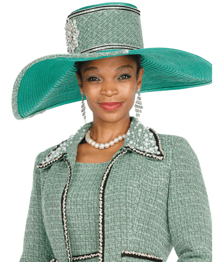 Elegant Women's Elite Champagne H6163 Olive Wide Brim Church Hat