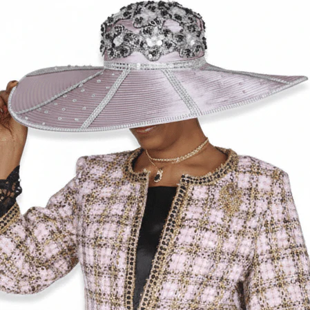 Women's Pink/Gold Elegant Church Hat for Special Occasions