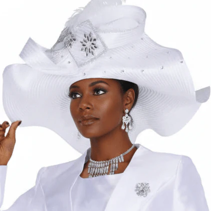 Elite Champagne H6262 Elegant White Church Hat for Women