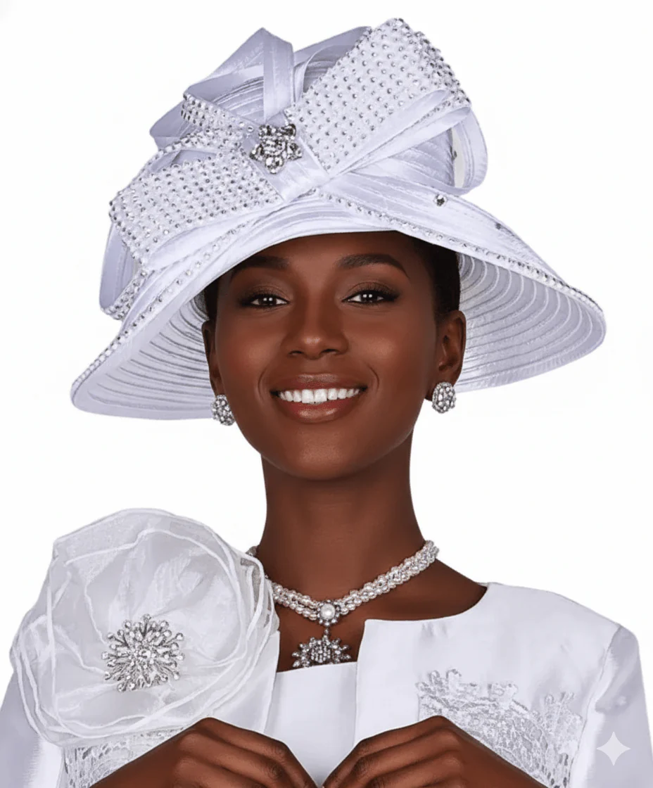 Elite Champagne H6359 Elegant Wide Church Hat - Image 2