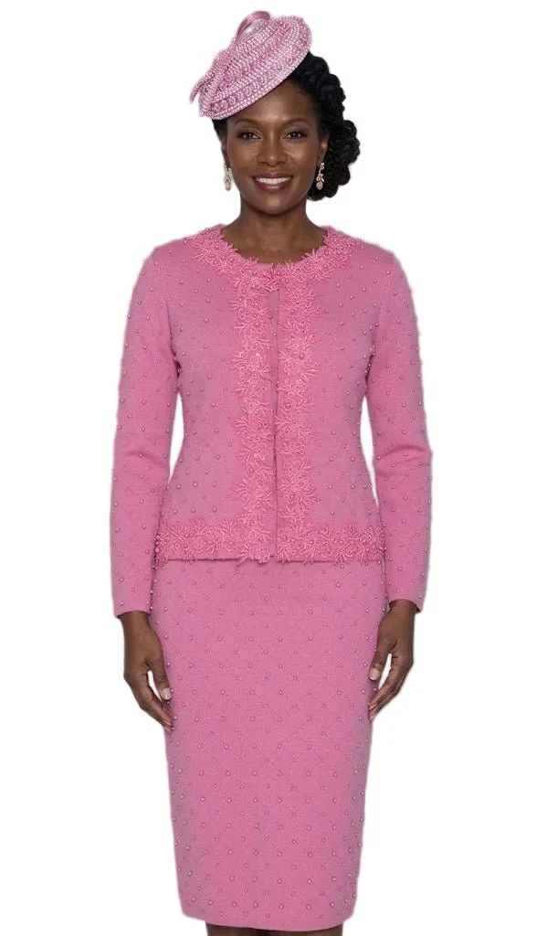 Embellished Knit Skirt Suit in Rose by Lily & Taylor