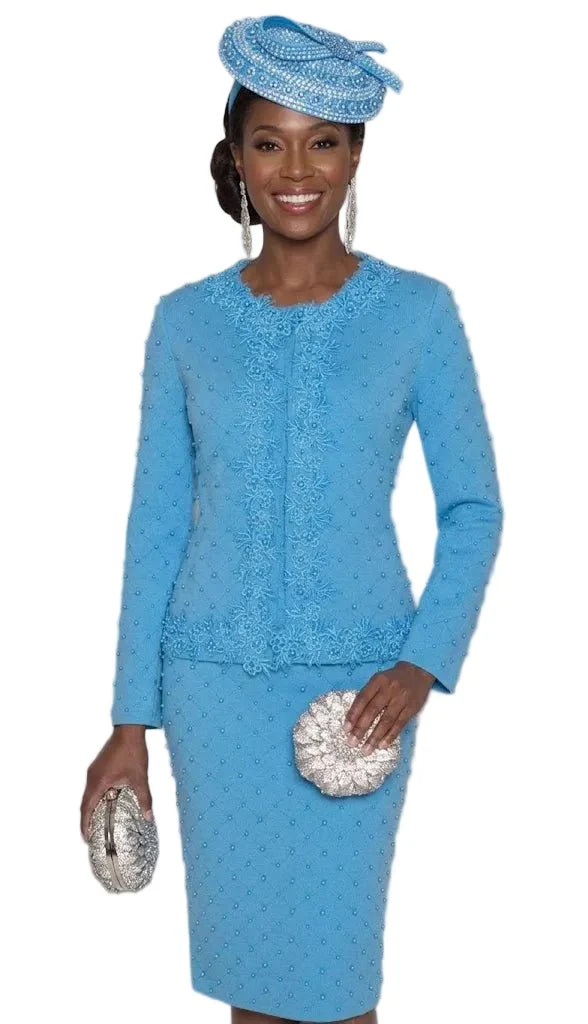 Embellished Knit Skirt Suit in Rose by Lily & Taylor - Image 3