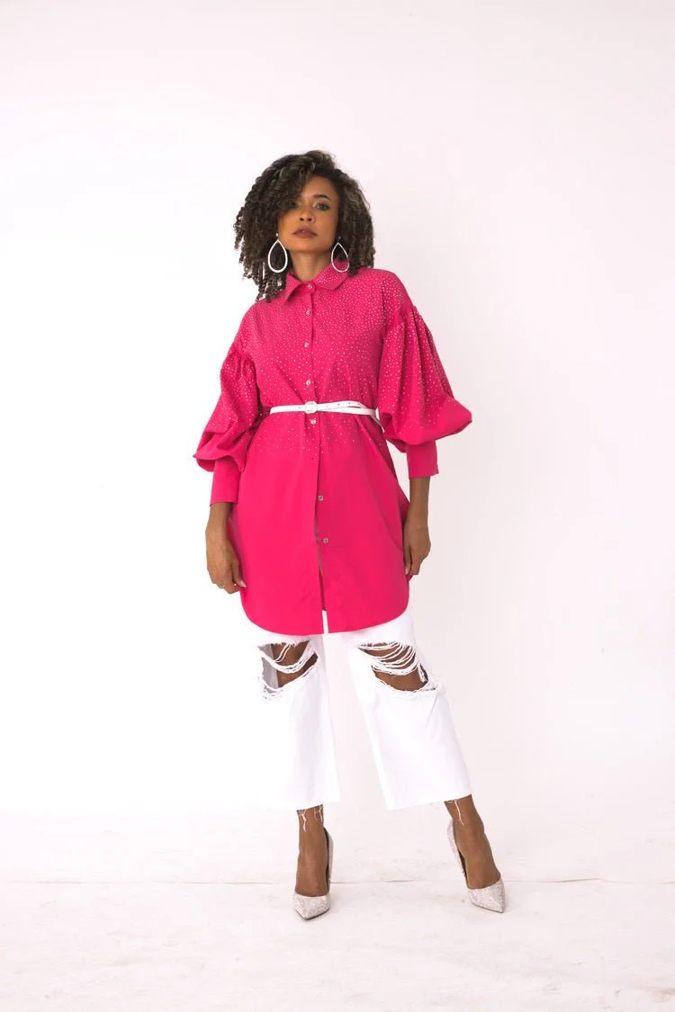 Embellished Long Sleeve Shirt -82214 - Image 10