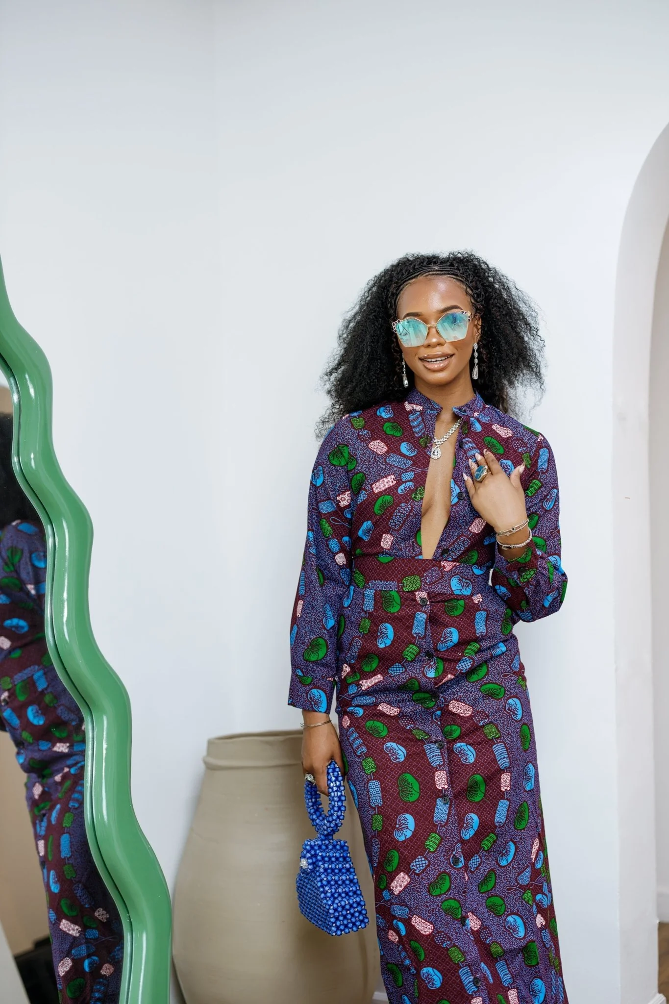EMILY AFRICAN PRINT BUTTON MAXI DRESS [MULTICOLOR] - Image 3