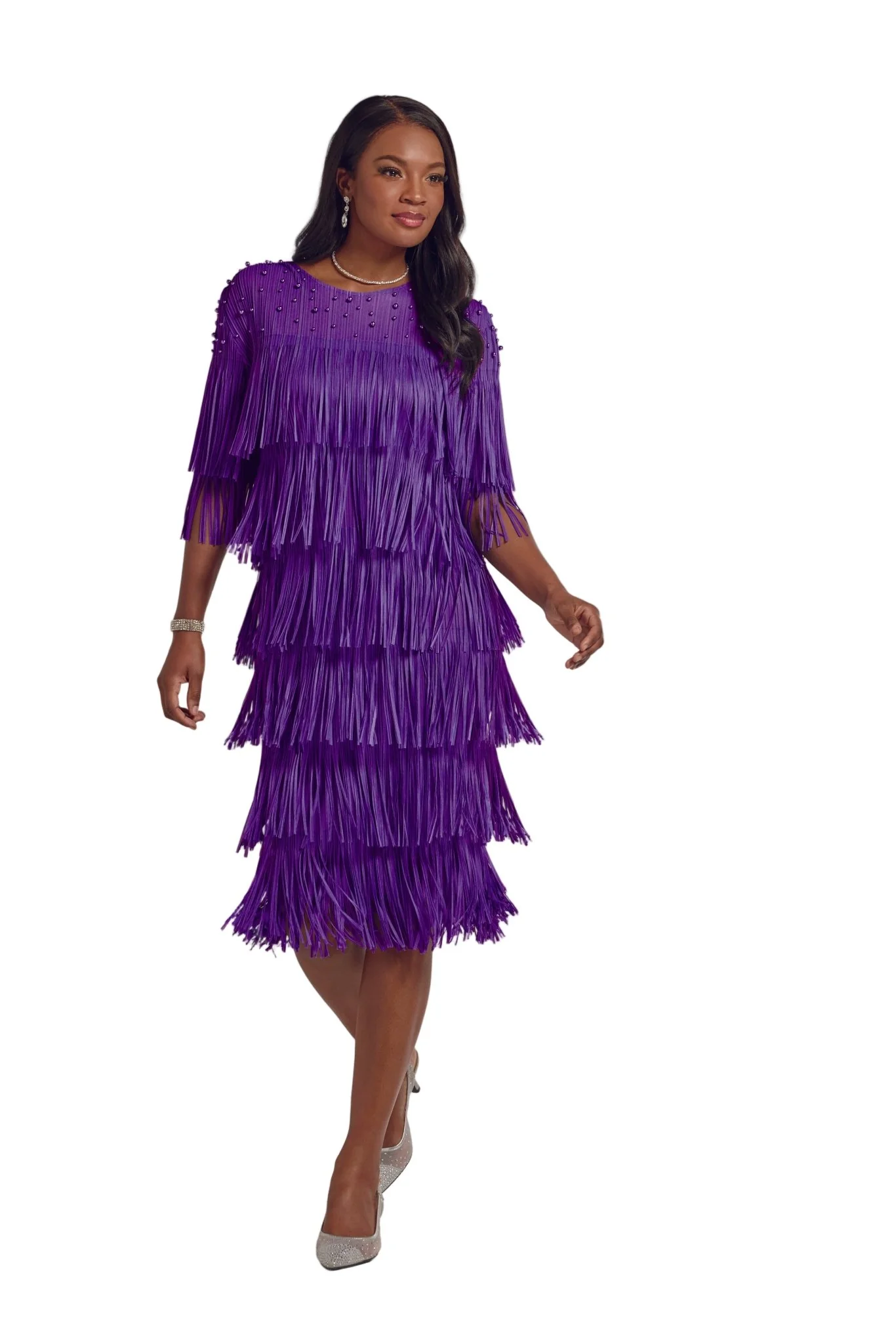 Flattery of Fringe Midi Dress by EY Boutique