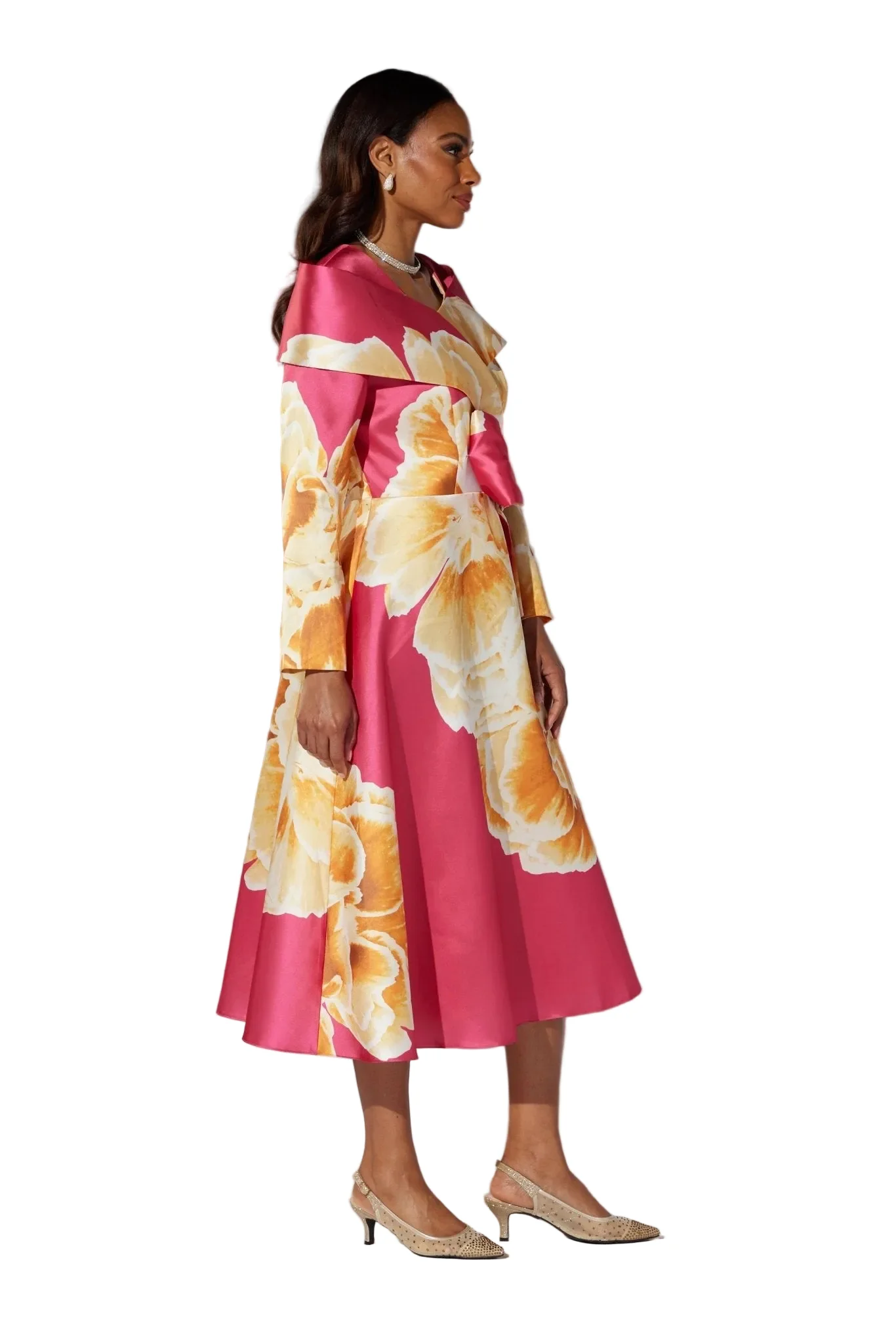 Floral Portrait Collar Midi Dress by EY Boutique - Image 4