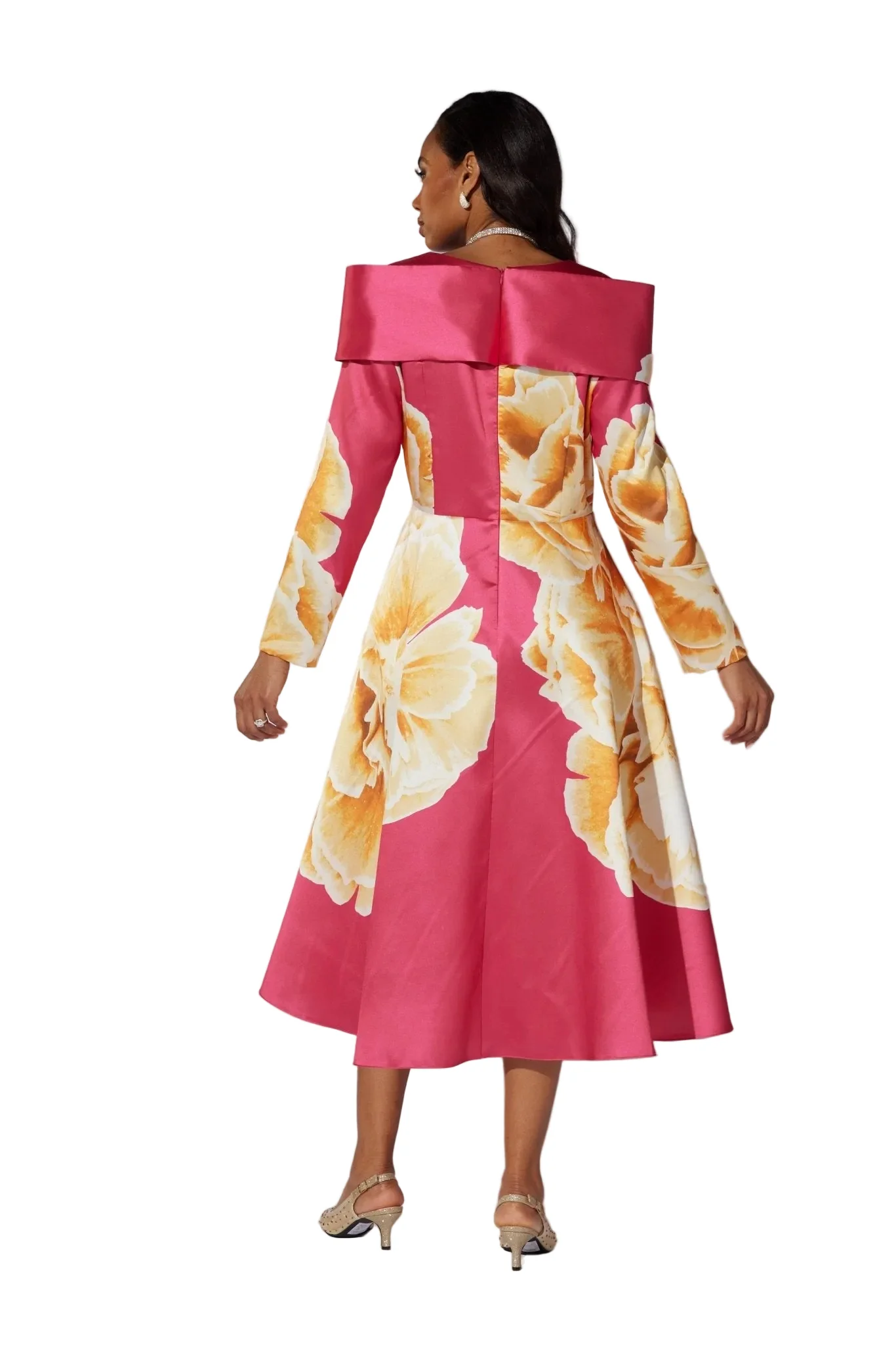 Floral Portrait Collar Midi Dress by EY Boutique - Image 6