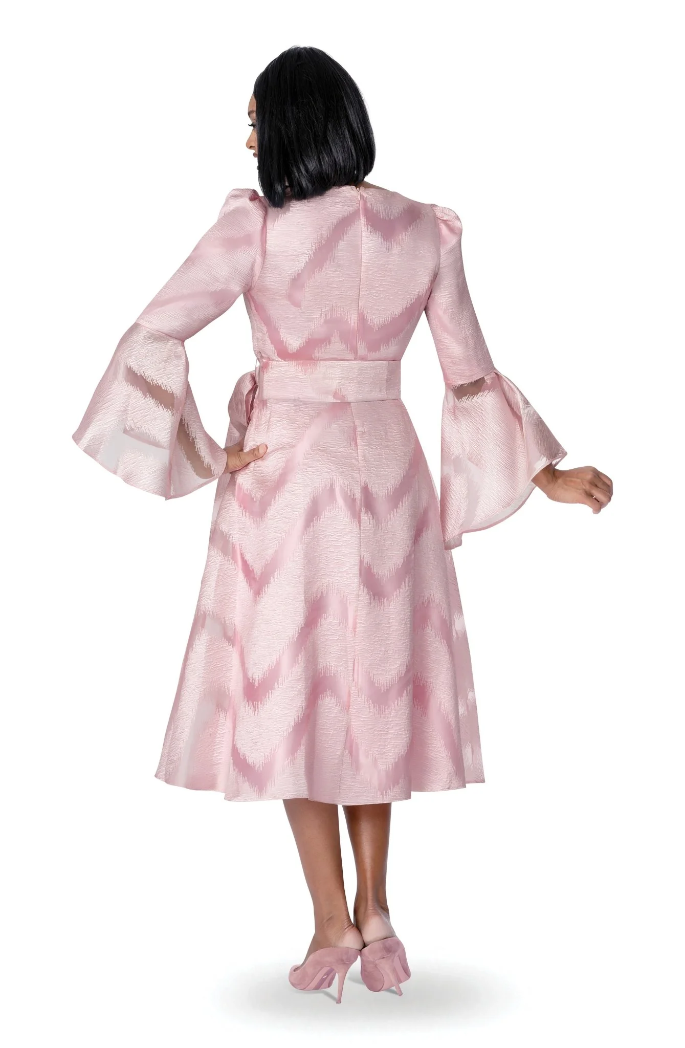 Jacquard Bell Sleeve Midi Dress by EY Boutique - Image 2