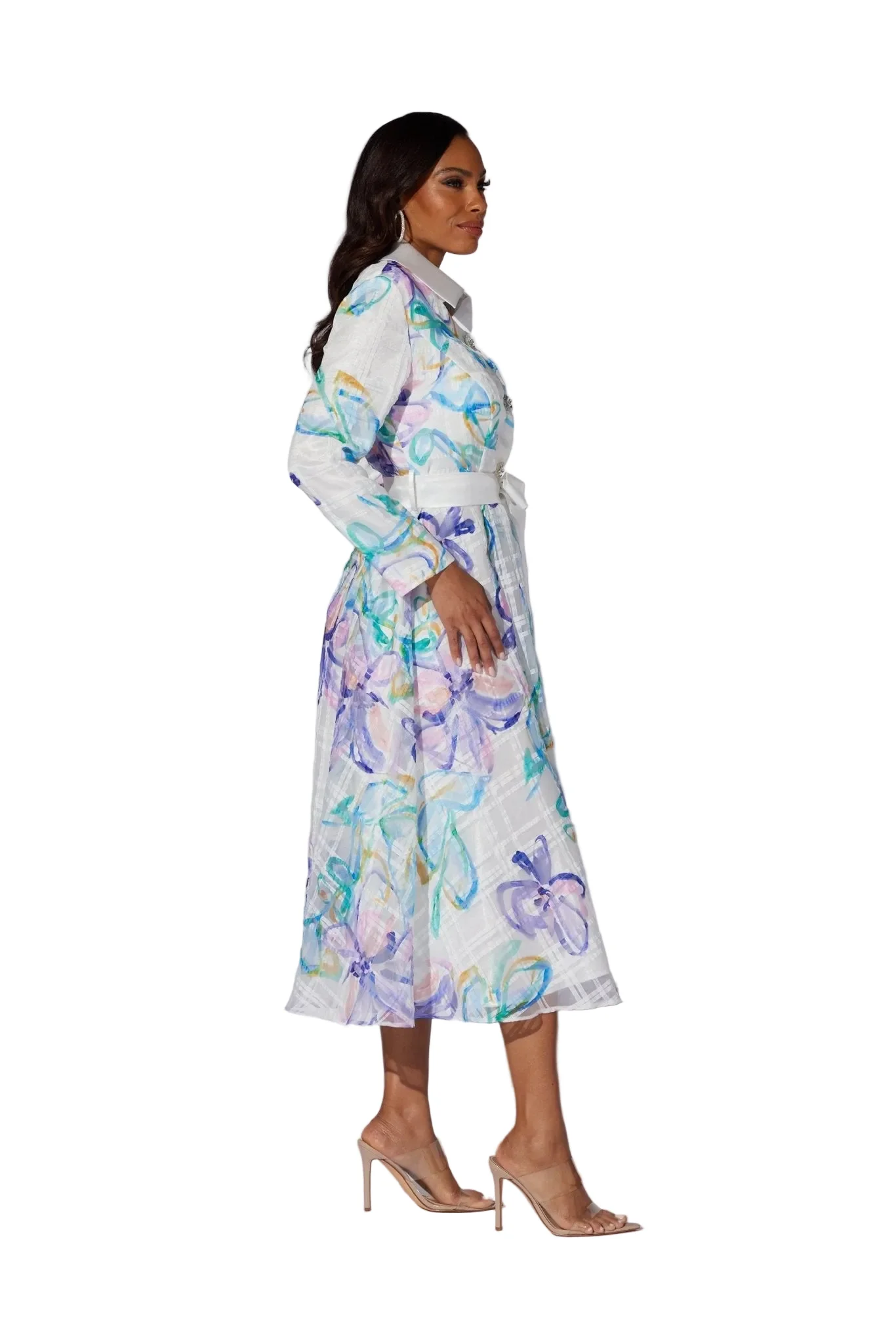 Pastel Floral Midi Shirtdress by EY Boutique - Image 2