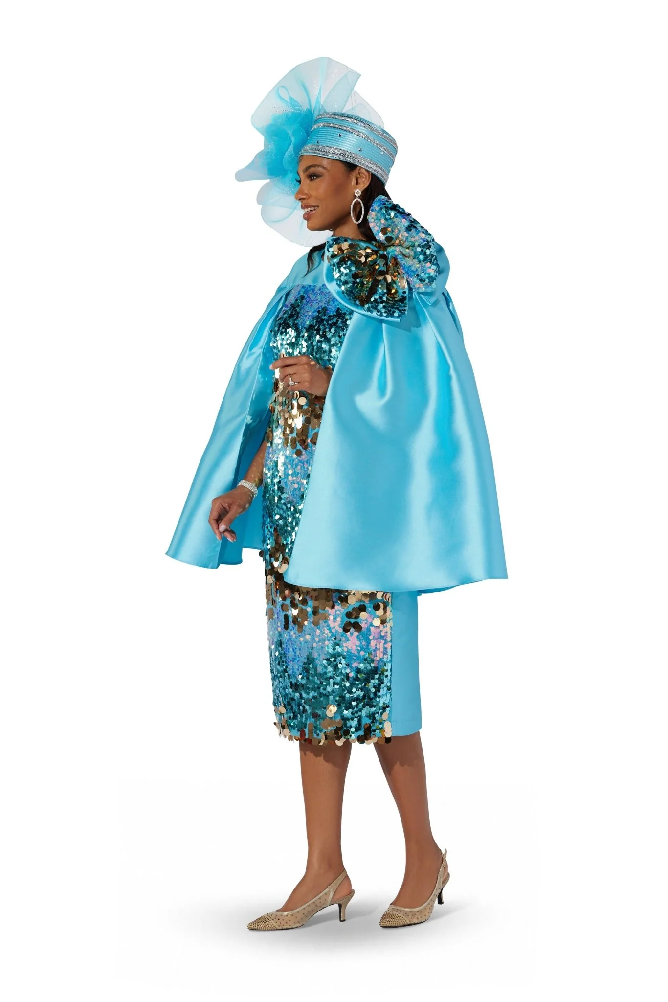 Sequin Bow Cape Dress by EY Boutique - Image 3