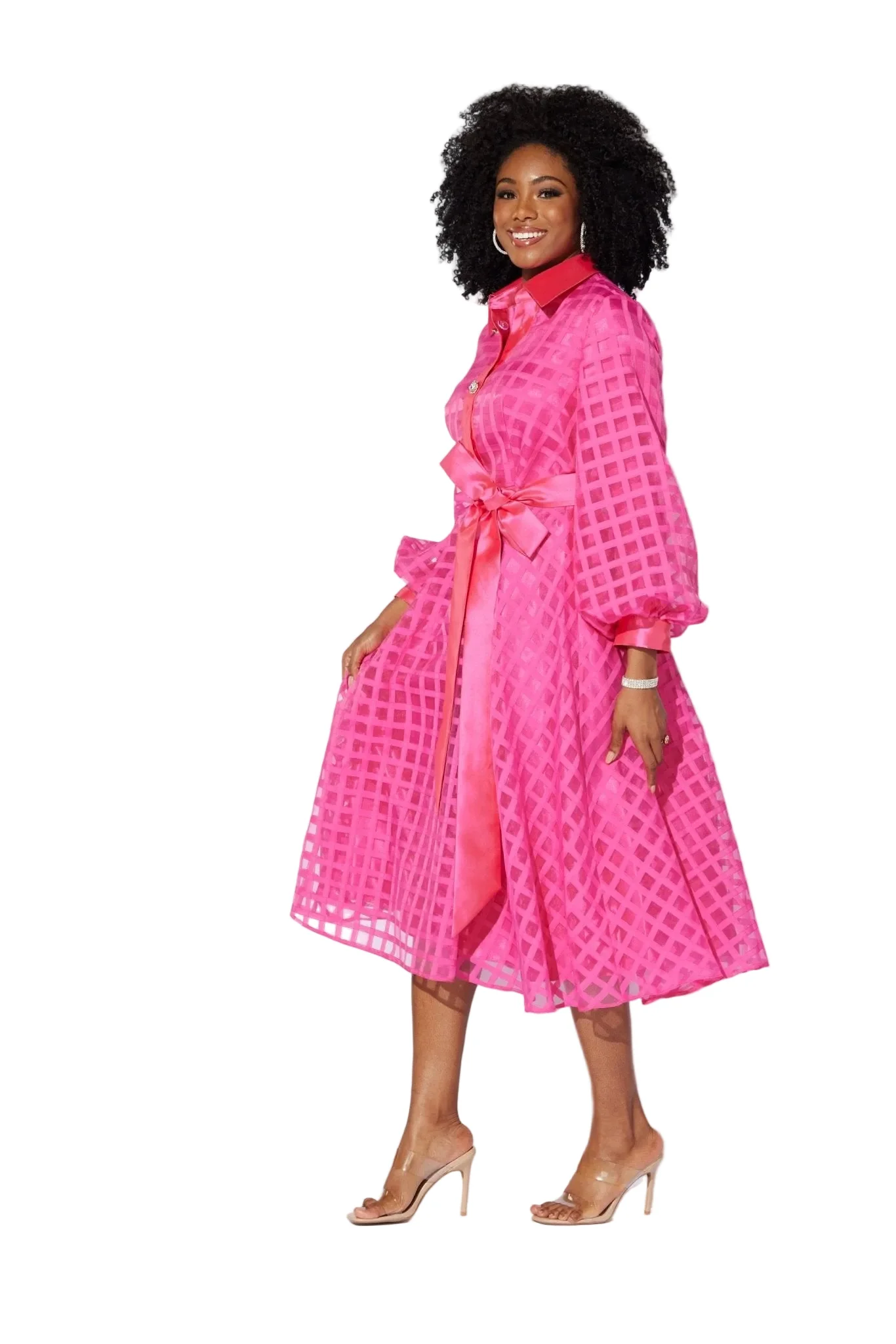 Sheer Lattice Midi Shirtdress by EY Boutique - Image 3
