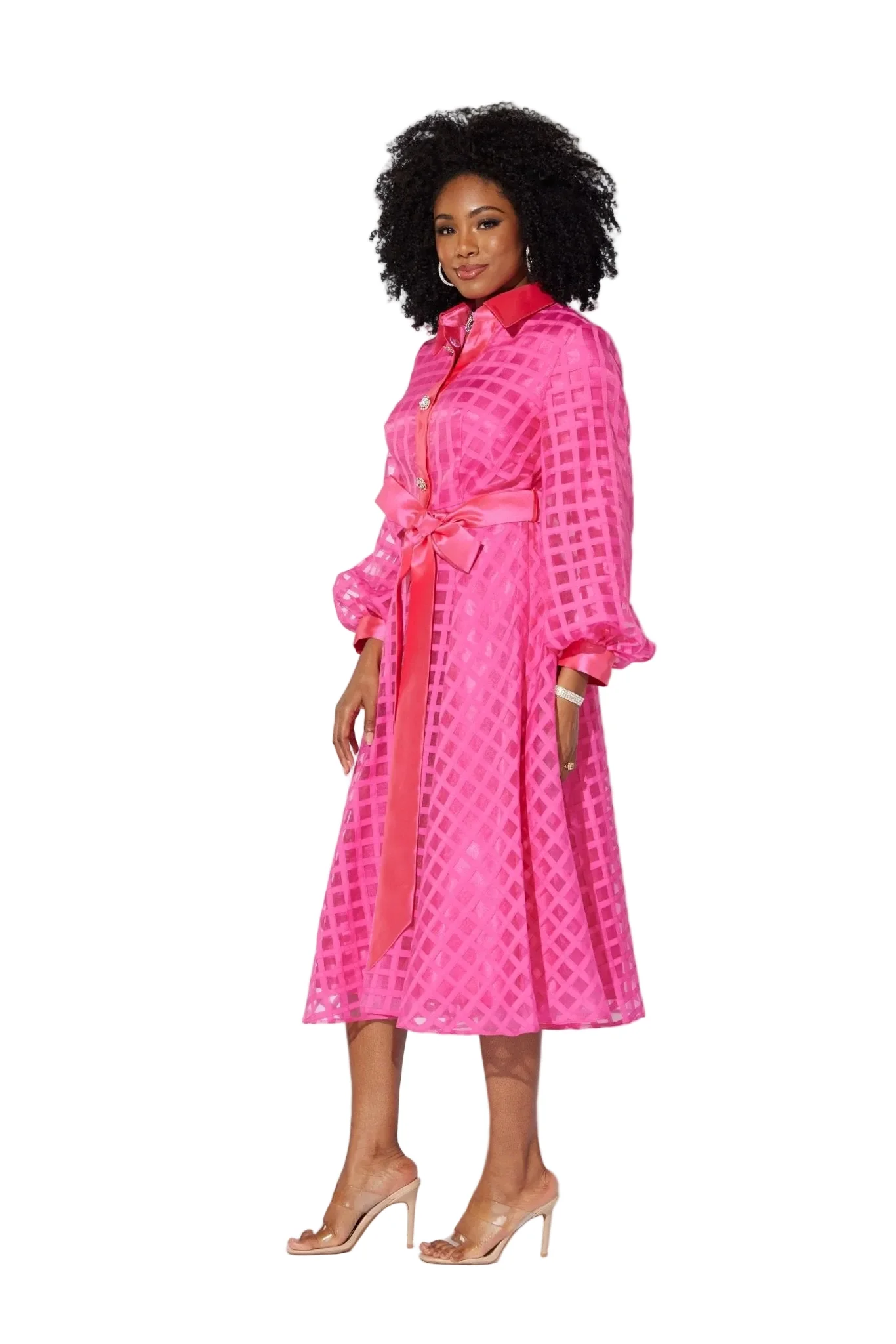 Sheer Lattice Midi Shirtdress by EY Boutique - Image 4