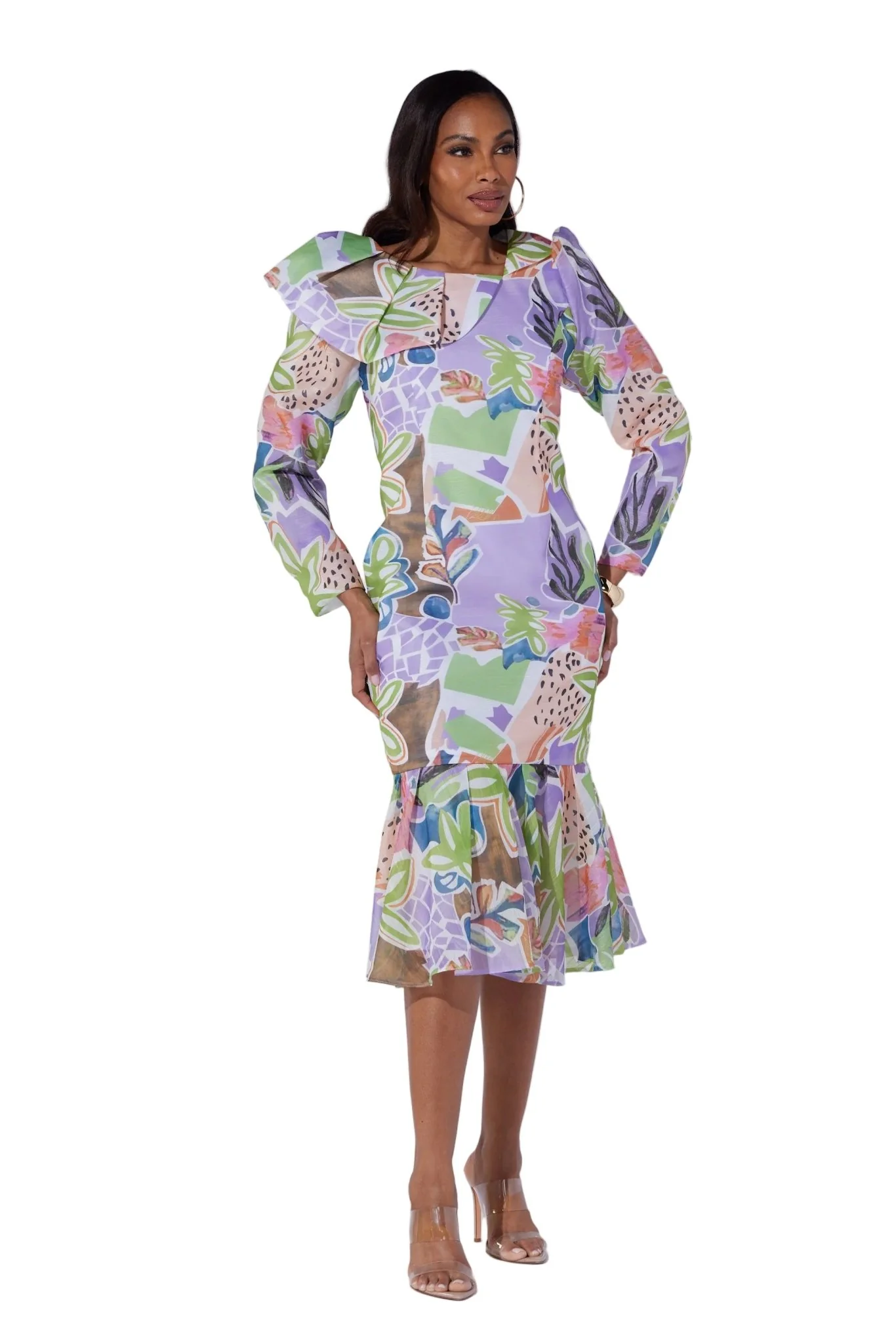 Tropical Flounce Midi Dress by EY Boutique