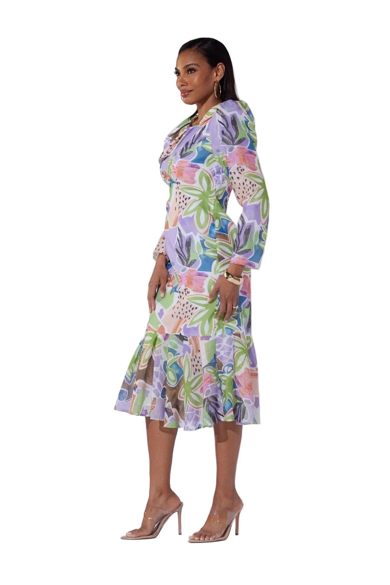 Tropical Flounce Midi Dress by EY Boutique - Image 4