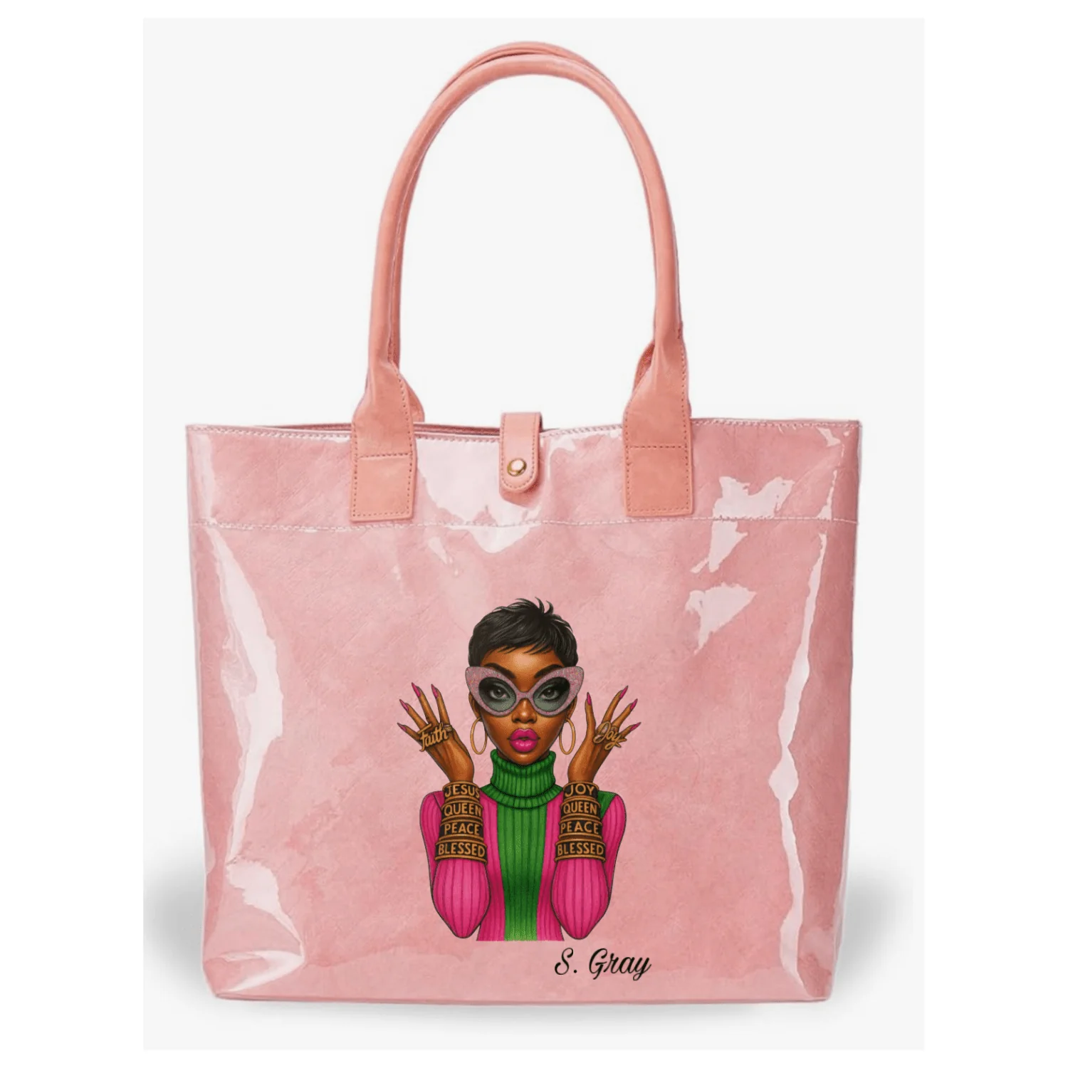 Faith & Glow Pink Solid Vinyl Tote Bag