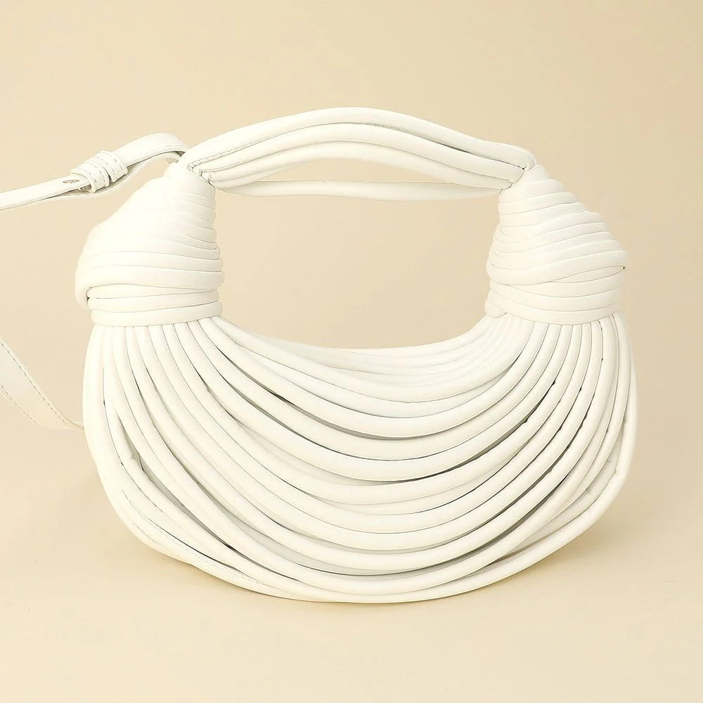 Faux Leather Contemporary Sculpted Shoulder Handbag - Image 3