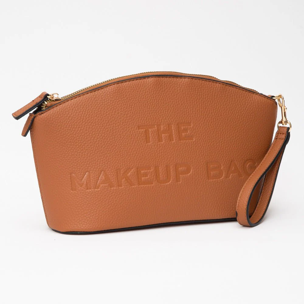 Faux Leather THE MAKE UP BAG Message Pouch Bag Beauty Organizer Bag - Image 2