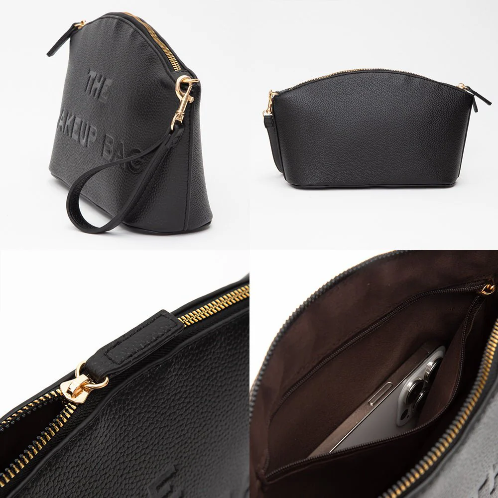 Faux Leather THE MAKE UP BAG Message Pouch Bag Beauty Organizer Bag - Image 5