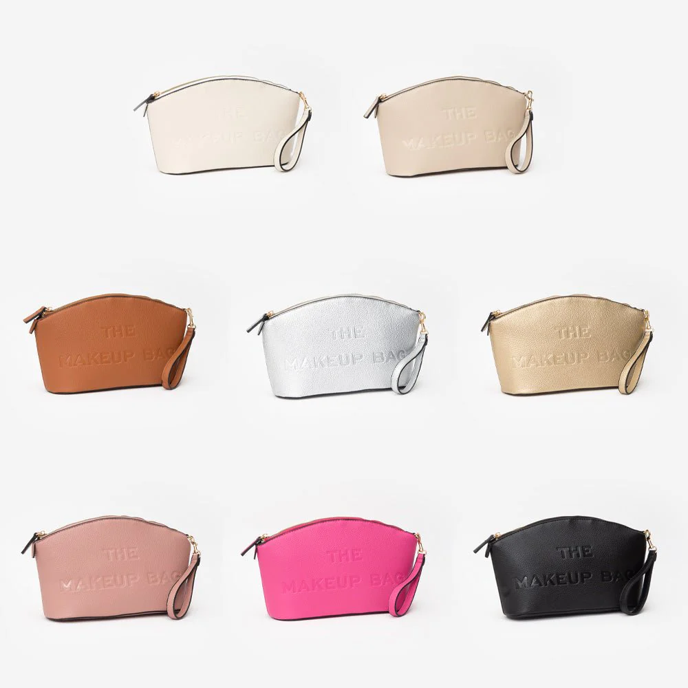 Faux Leather THE MAKE UP BAG Message Pouch Bag Beauty Organizer Bag - Image 6