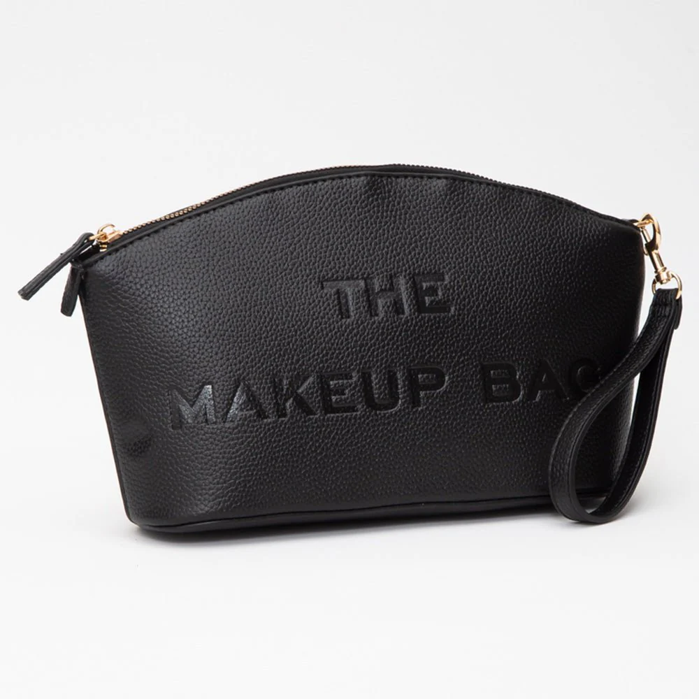 Faux Leather THE MAKE UP BAG Message Pouch Bag Beauty Organizer Bag - Image 2