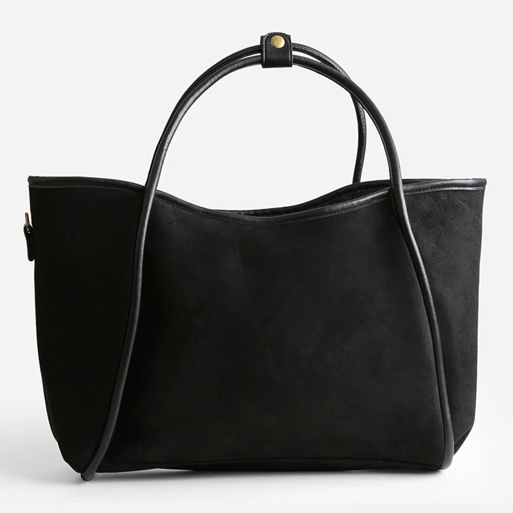 Faux Suede Plain Shoulder Bag - Image 5