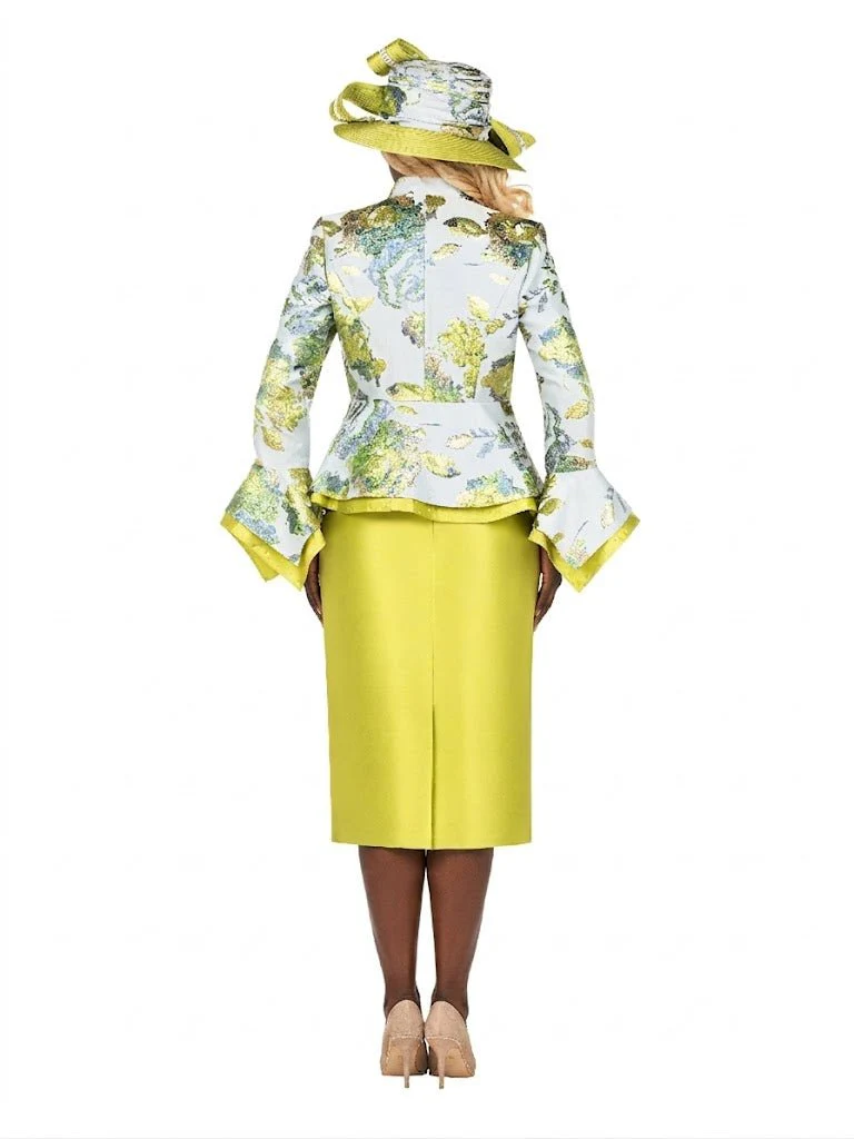 Floral Brocade 3pc Skirt Suit w/ Peplum Jkt-Plus - Image 3