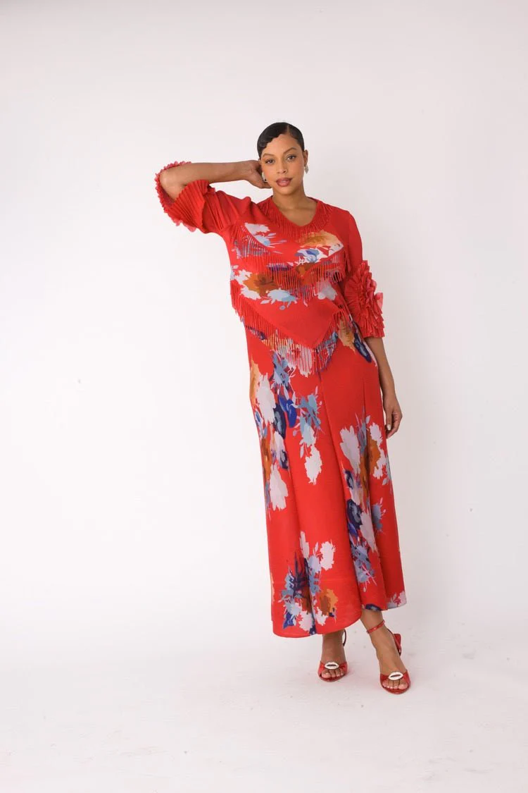 Floral Print Pleated Midi Dress - 82678 - Image 8