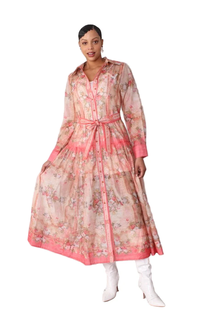 Floral Print Shirt Dress - 82507