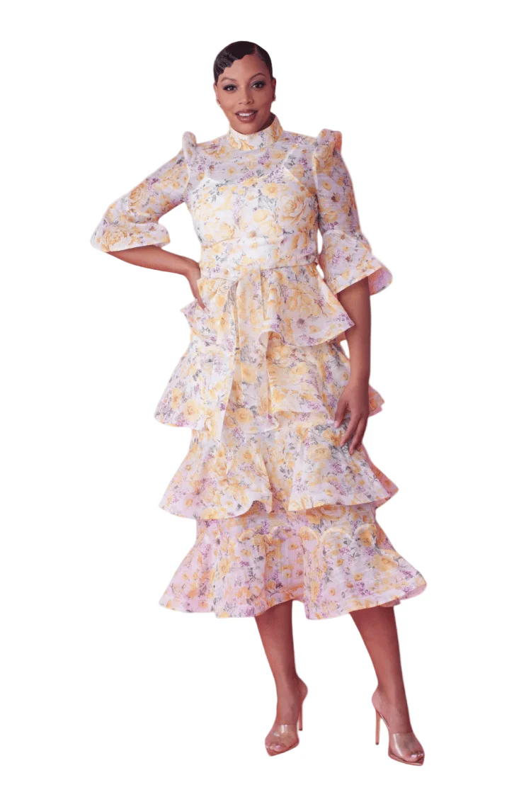Floral Tiered Ruffle Midi Dress -82718