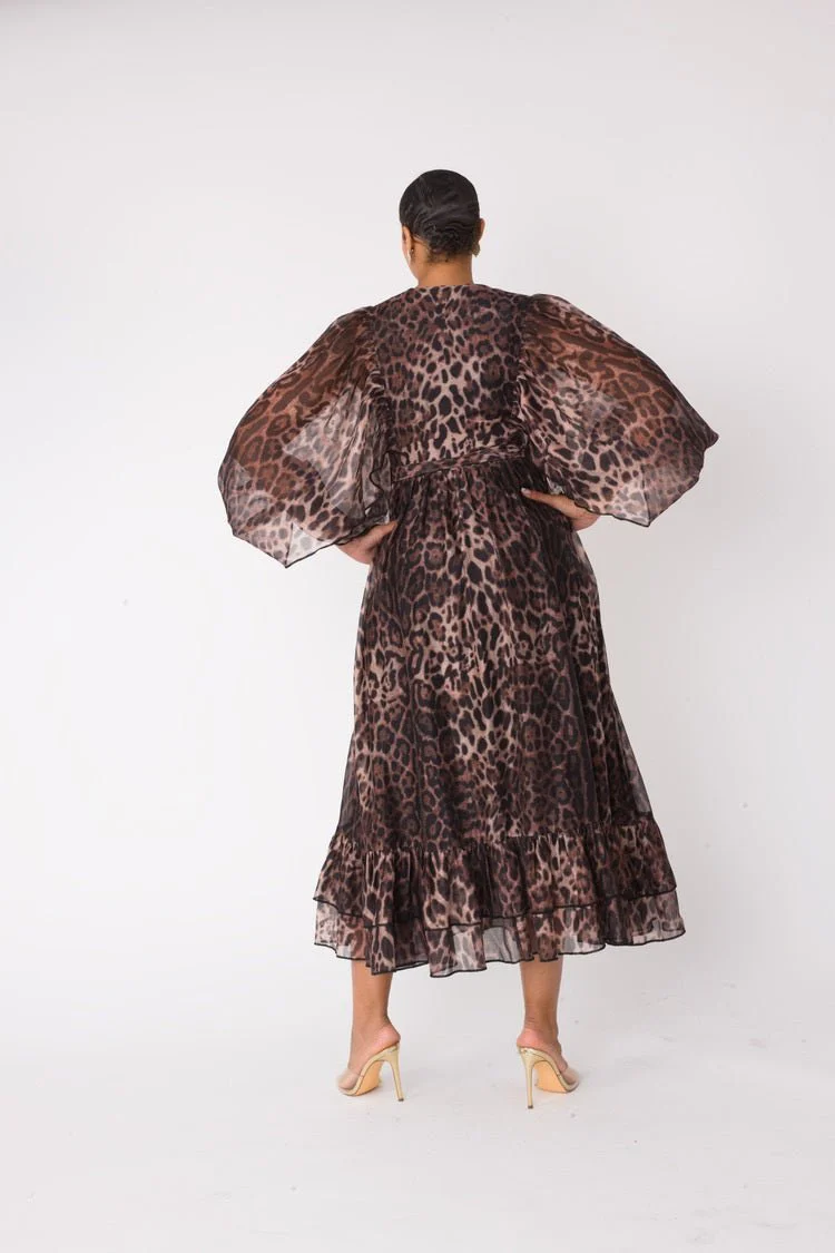 Flowy Leopard-Print Maxi Dress- 82798 - Image 4