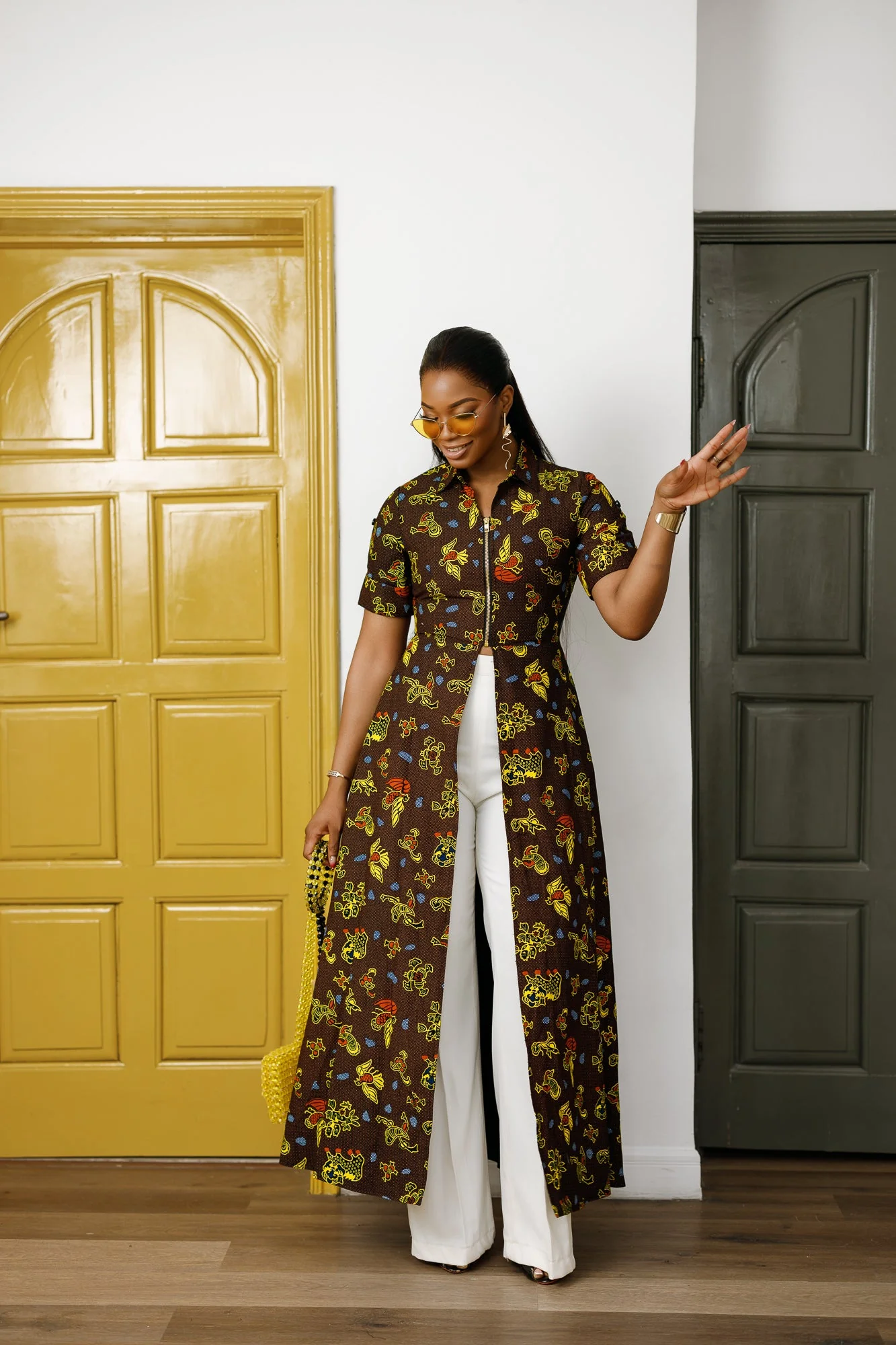 FOLA AFRICAN PRINT COLLARED ZIP FRONT TOP DRESS - Image 4
