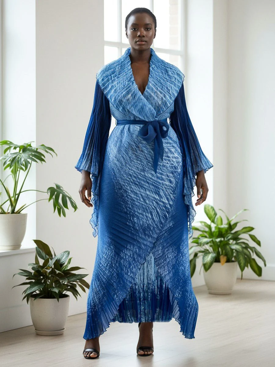 Galaxy Pleated Wrap Dress - 82997