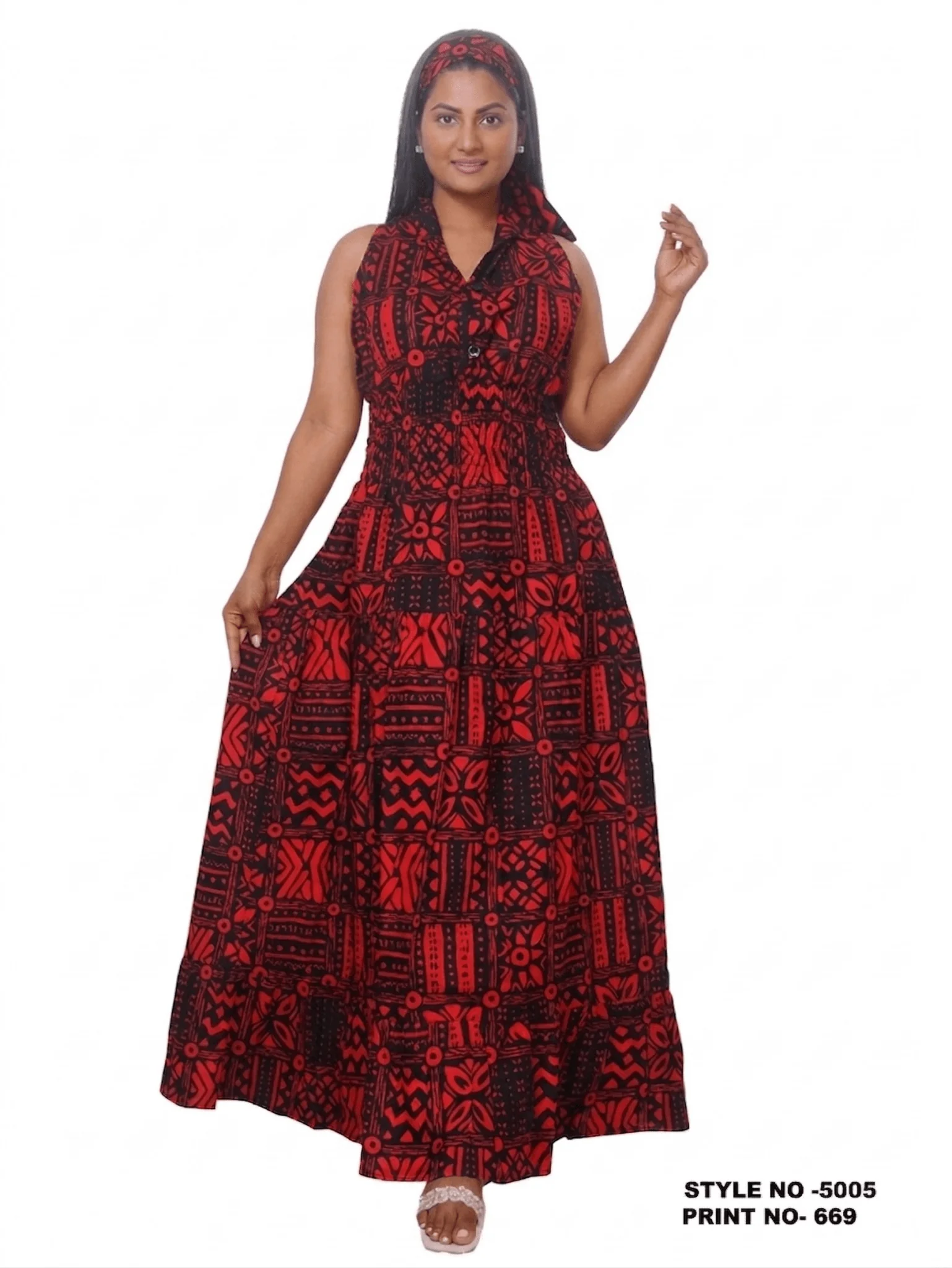 Geometric Print Halter Maxi Jumpsuit - Image 4