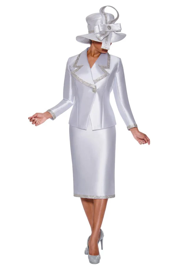 Red Silk Look Church Suit Rhinestone Trim by GMI - Image 3