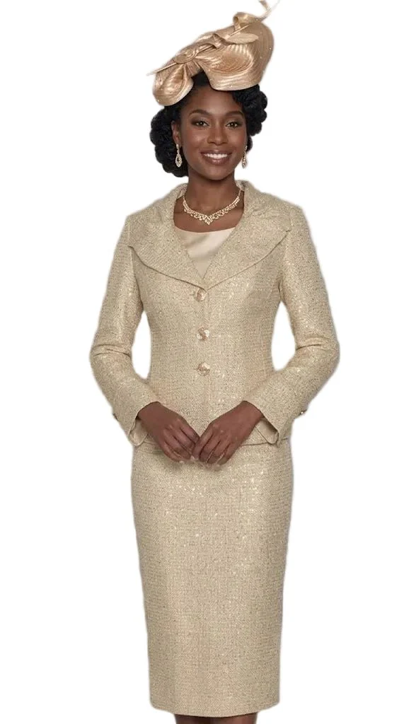 Golden Shimmer Tailored Skirt Suit by Lily & Taylor