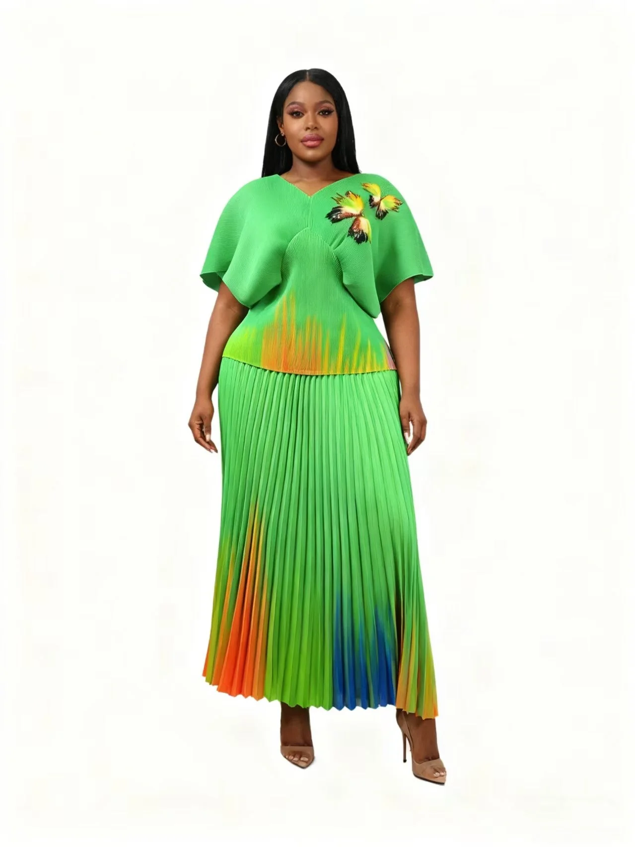 Gradient Pleated Skirt Set - 83016 - Image 2