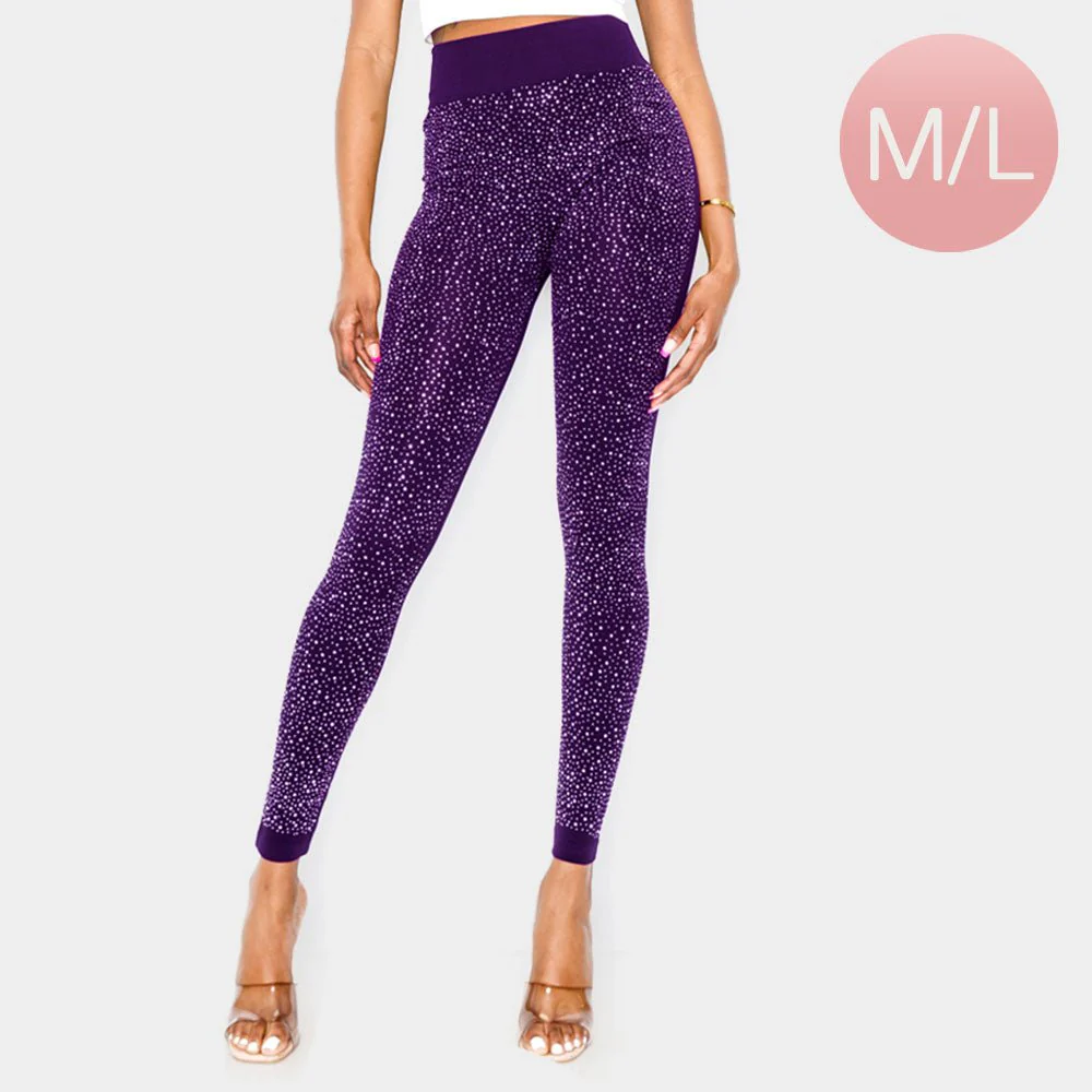High-Waisted Bling Studded Leggings - Image 3
