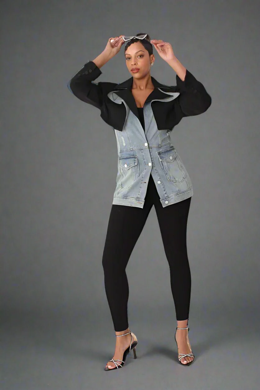 Hybrid Blazer Denim Jacket – Style 82429 | Women’s Chic Jacket