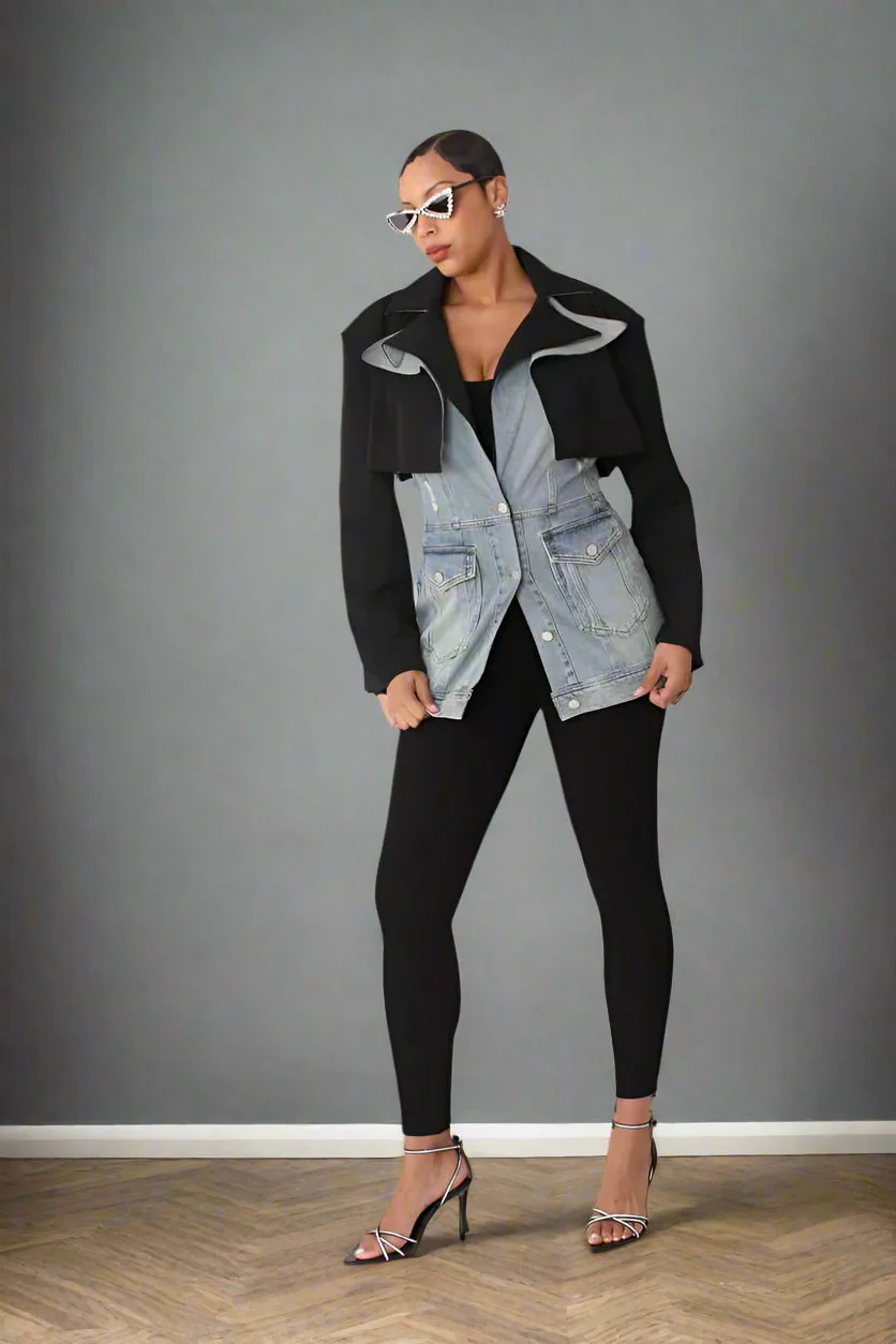 Hybrid Blazer Denim Jacket – Style 82429 | Women’s Chic Jacket - Image 3