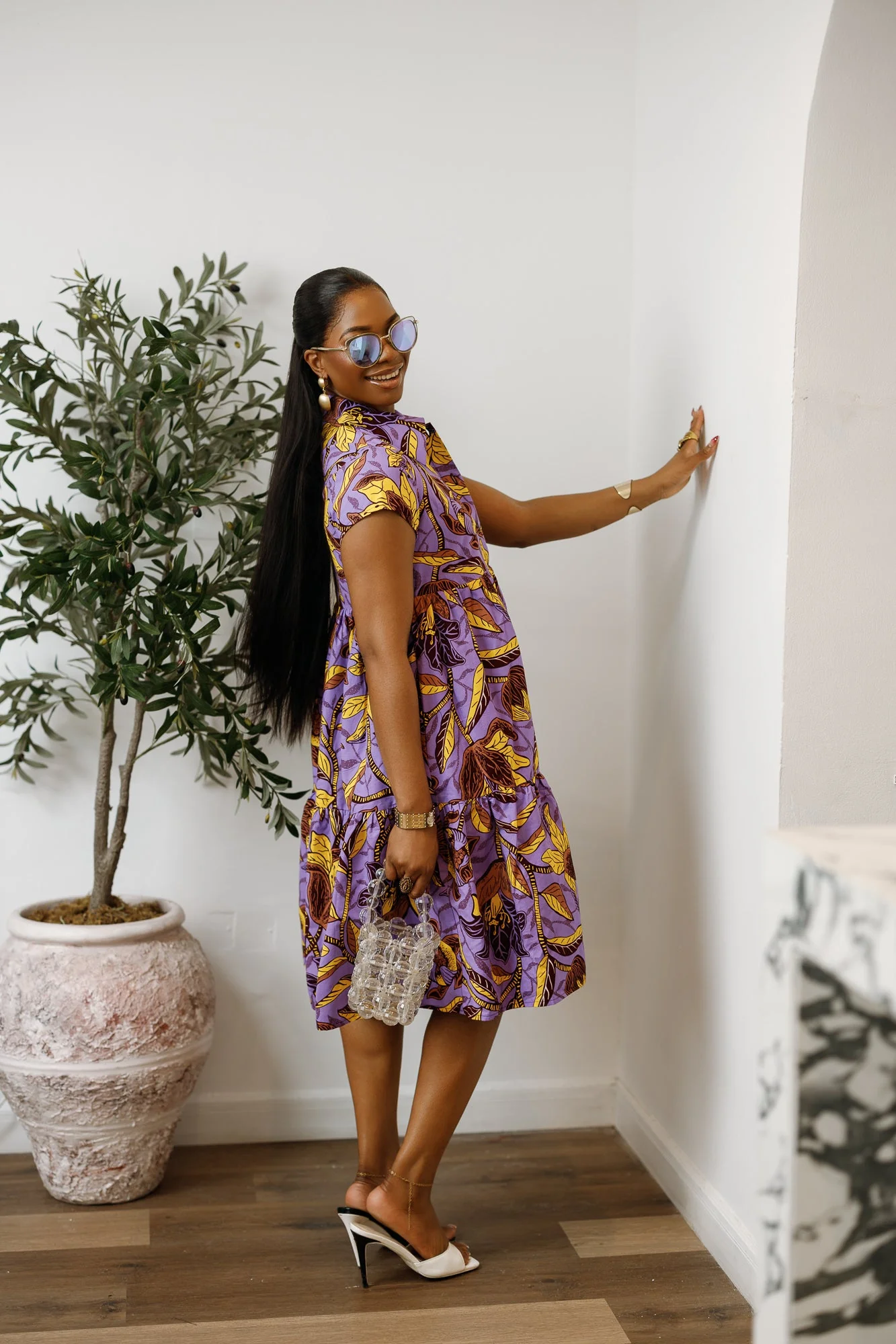 JOLA AFRICAN PRINT TIERED SHIRT DRESS [MULTICOLOR] - Image 3
