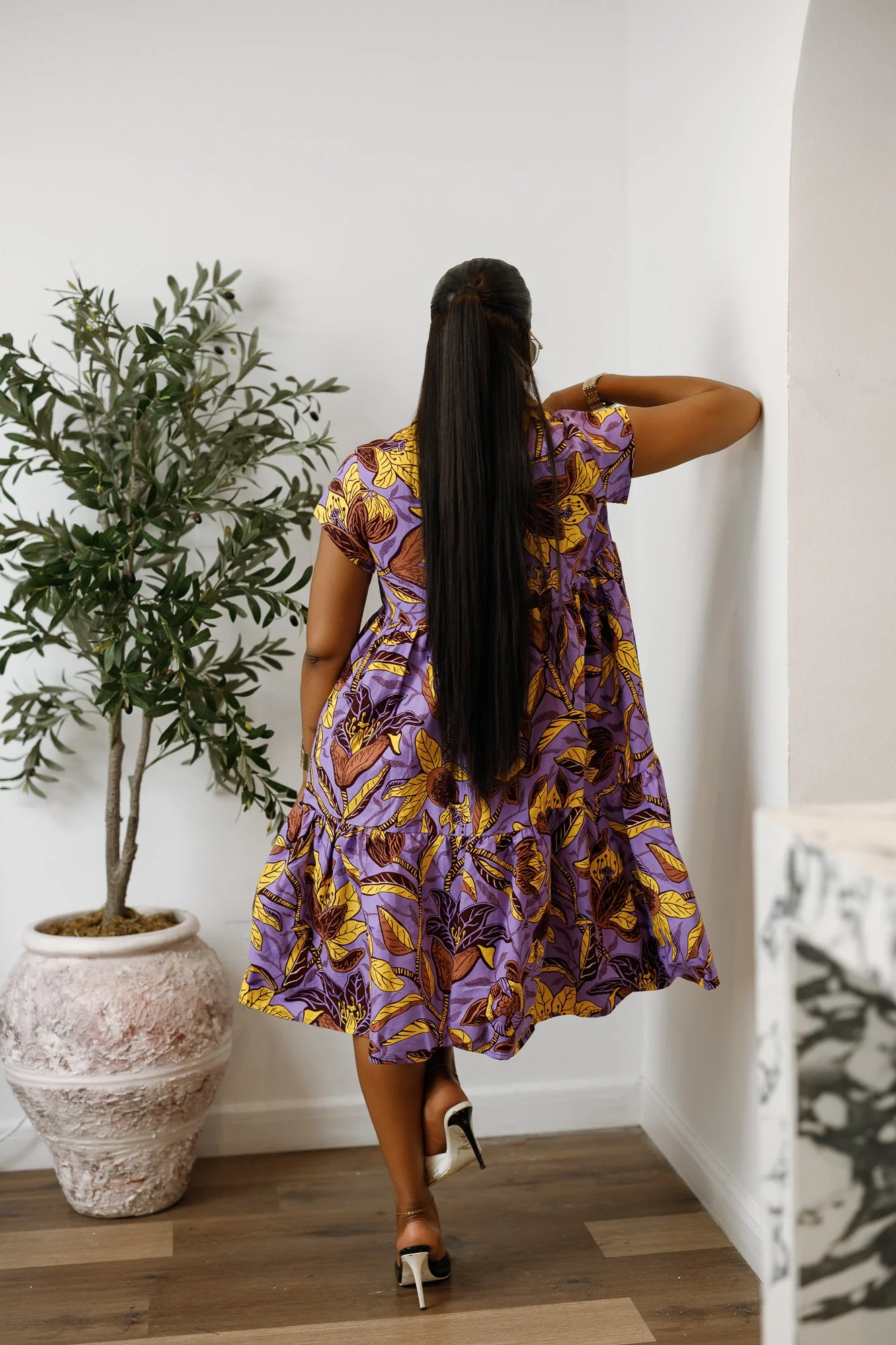 JOLA AFRICAN PRINT TIERED SHIRT DRESS [MULTICOLOR] - Image 4