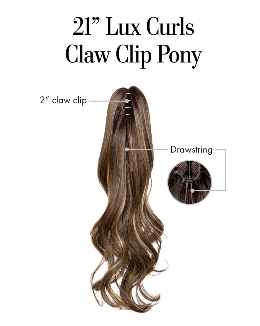 21" Lux Curls Claw Clip Pony by Kim Kimble - Image 3