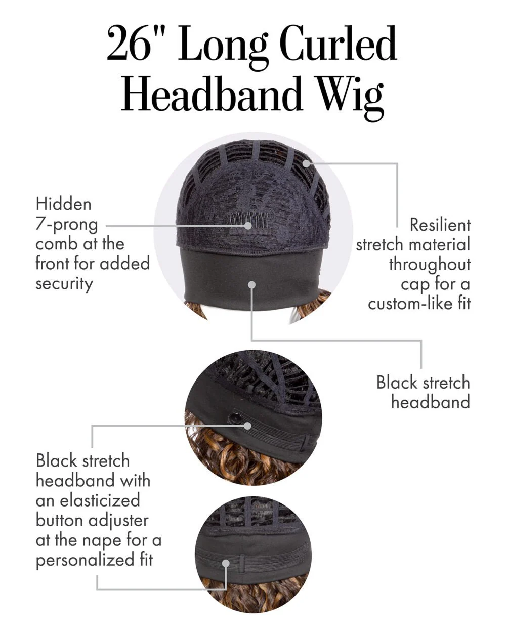 26" Long Curly Headband Wig – Kim Kimble - Image 3