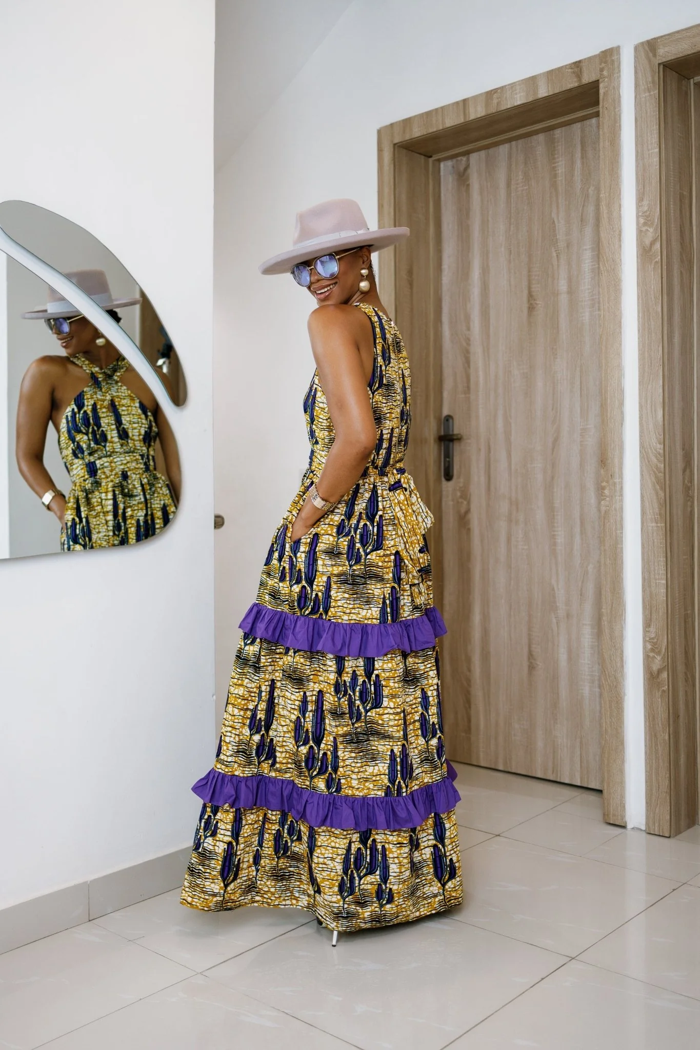LABI AFRICAN PRINT CRISSCROSS TIERED MAXI DRESS----FINAL SALE - Image 4