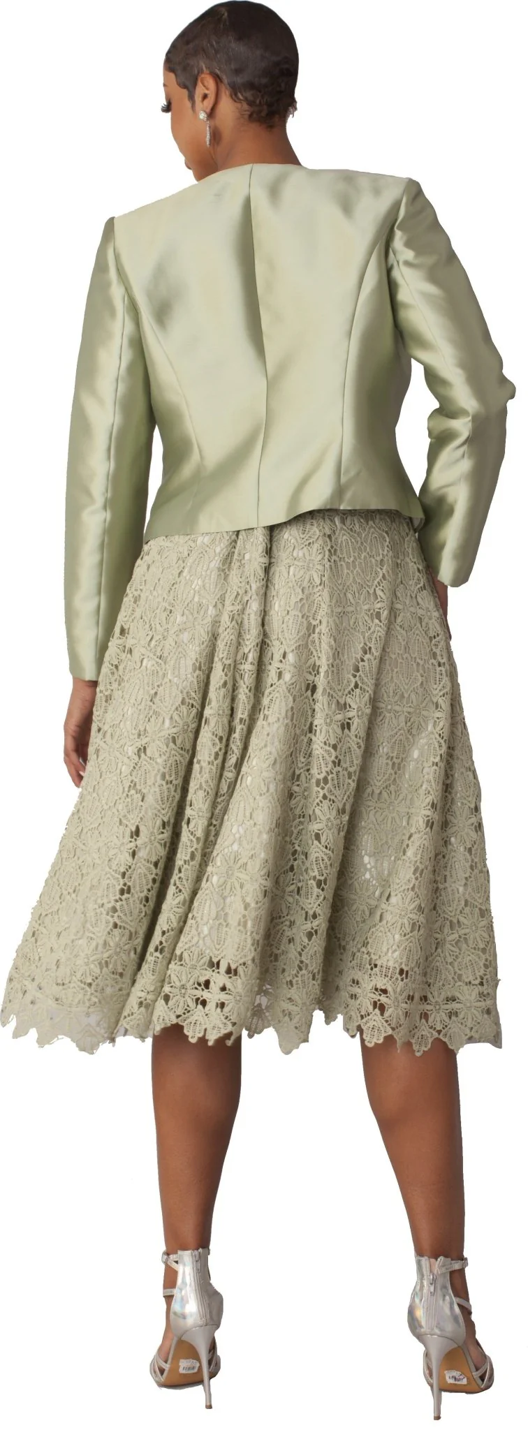 Lace Church Dress with Satin Jacket Set- 4529 - Image 5