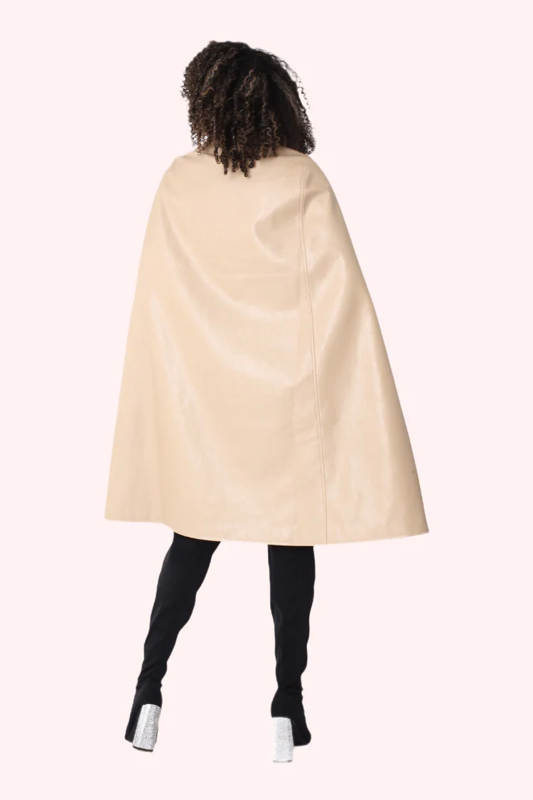 Leather Cape Coat -82048 - Image 8