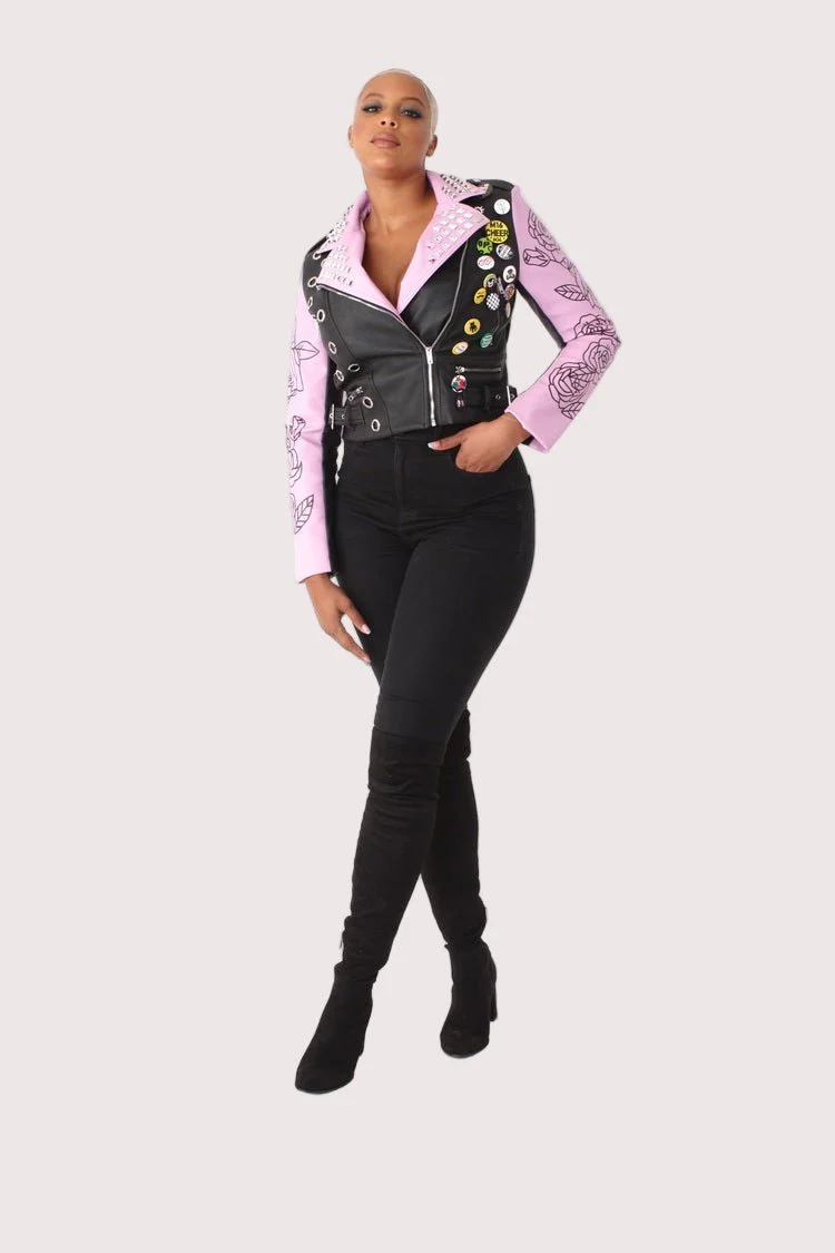 Leather Jacket with Pins and Studs - 81648 - Image 5