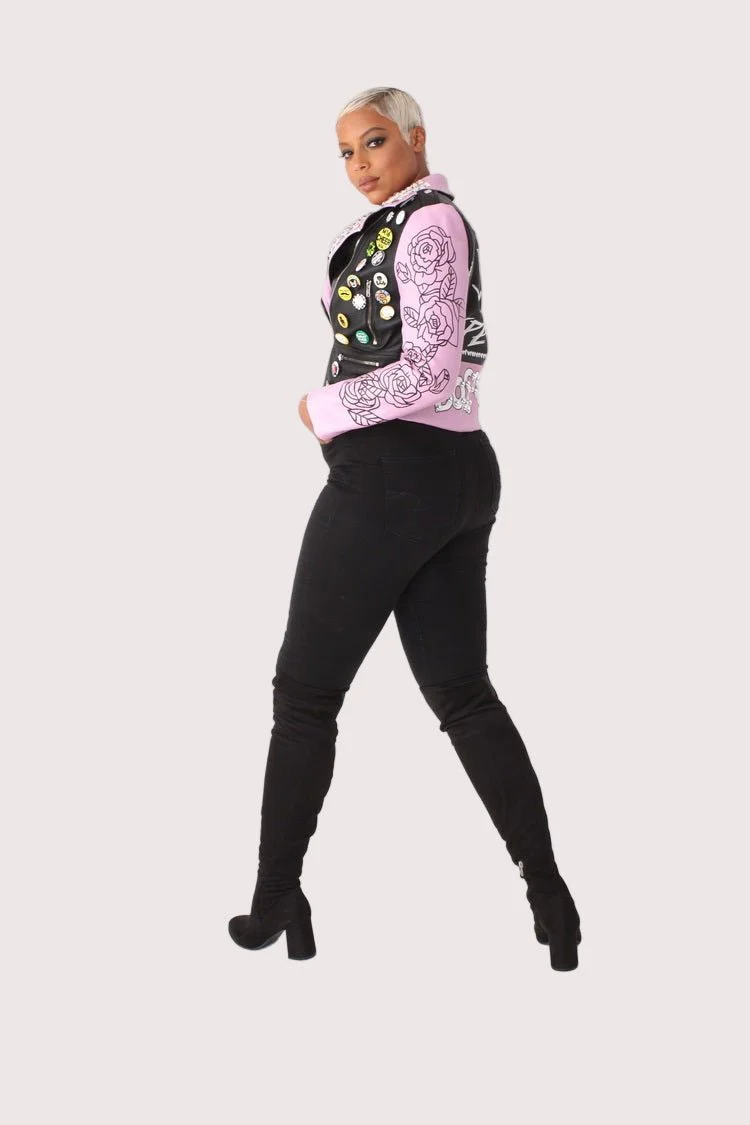 Leather Jacket with Pins and Studs - 81648 - Image 7