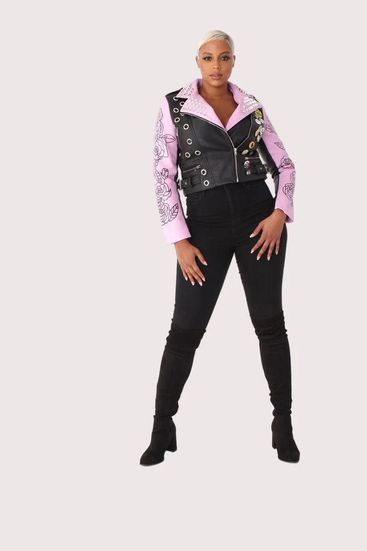 Leather Jacket with Pins and Studs - 81648 - Image 8