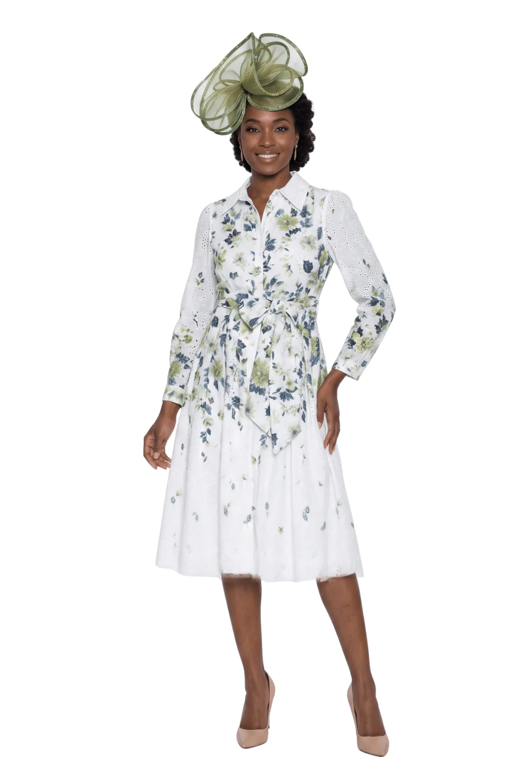 Floral Waist Tie Midi Dress by Lily and Taylor